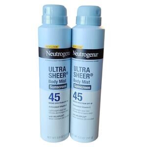 2 Neutrogena Ultra Sheer Body Mist Spray Sunscreens SPF 45 Broad Spectrum 2027